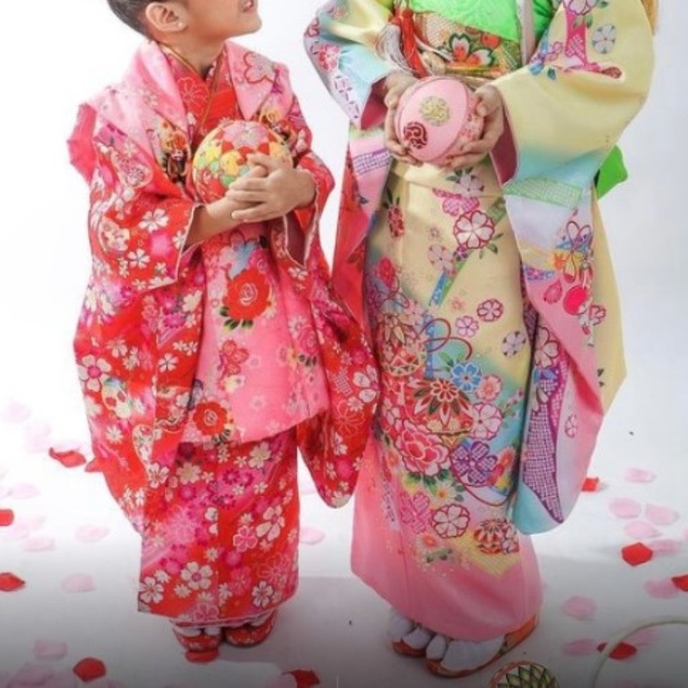 Exquisite Girls Day Japanese Kimono Sakura Cherry Blossom Princess 5PC Set